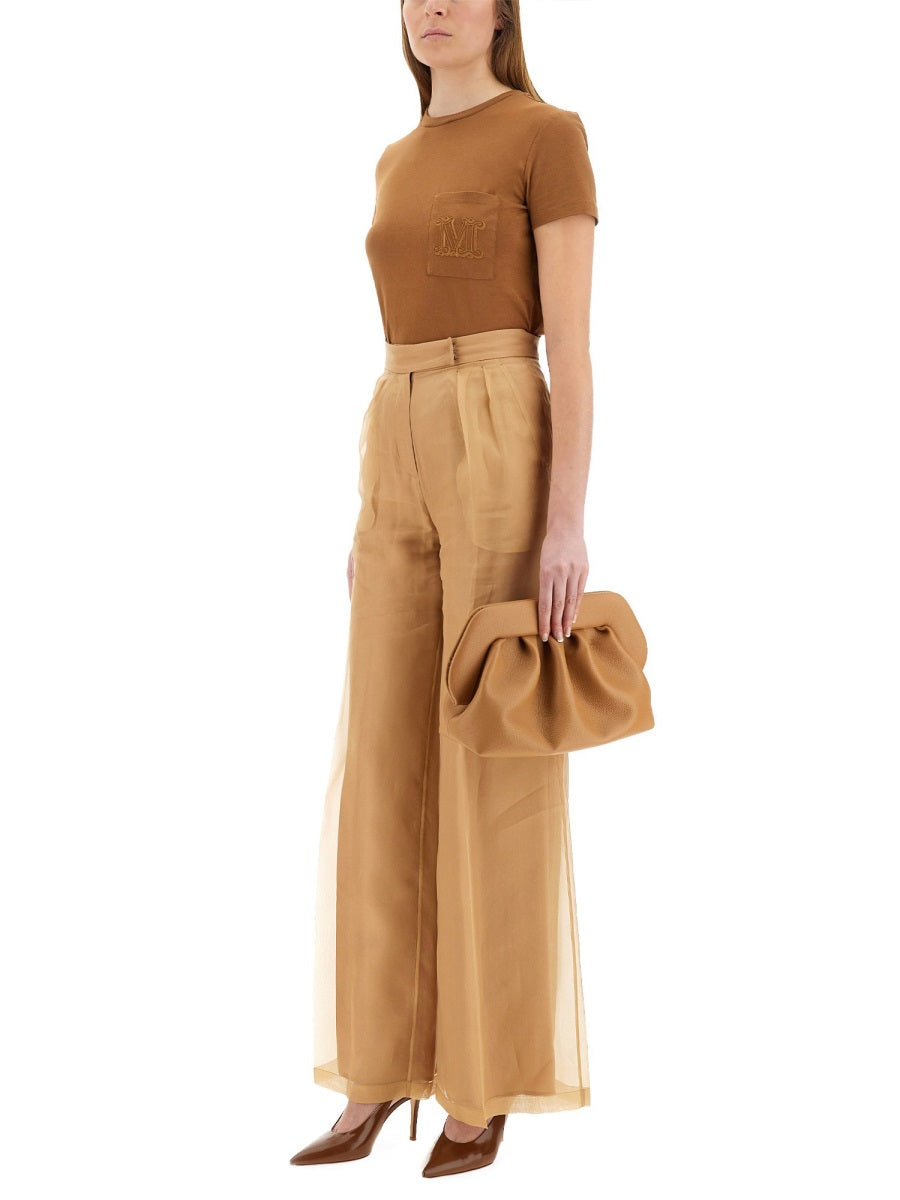 Silk Wide-Leg Pants With High Waist And Pleated Design