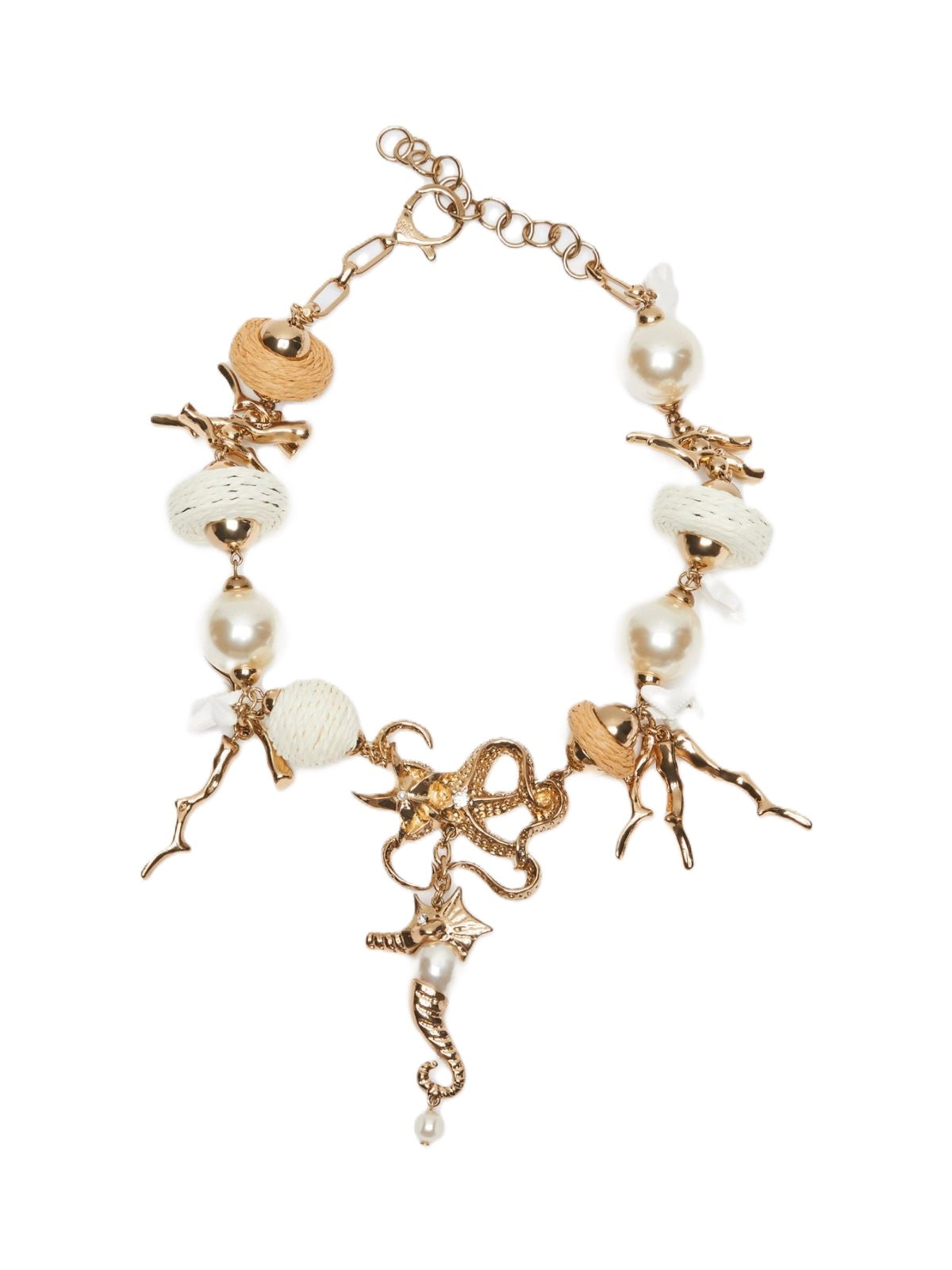Statement Necklace with Coral-Inspired Gold Elements