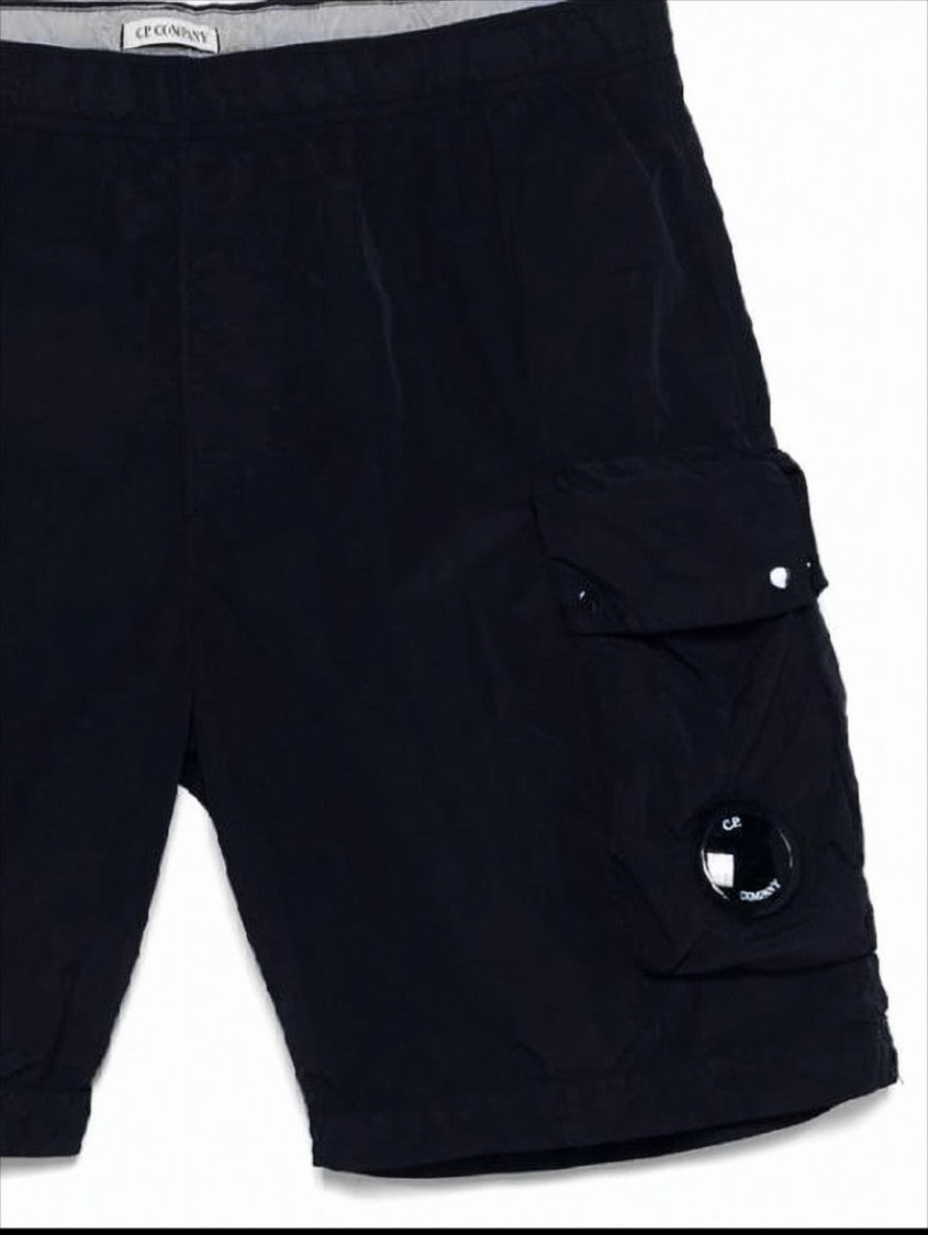Mid-Thigh Swim Shorts with Circular Lens Detail
