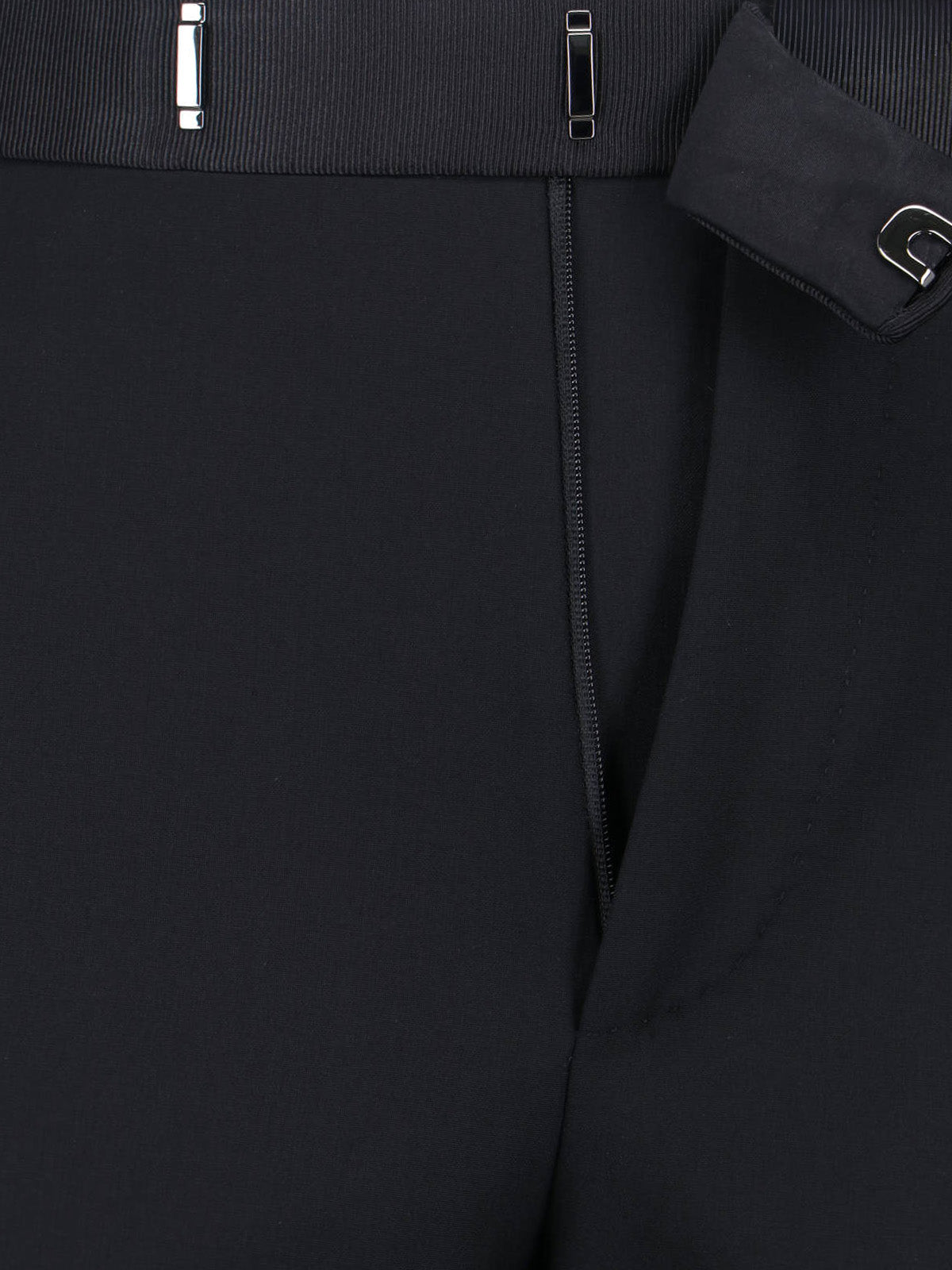 Tailored Black Trousers with Flat Waistband