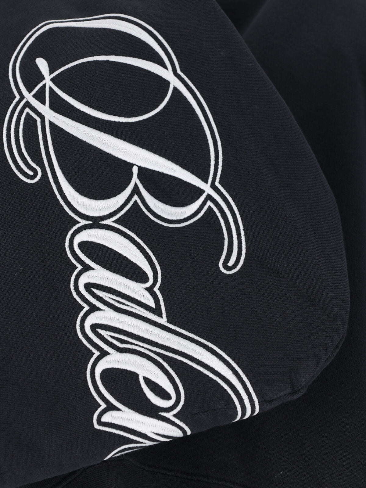 Black Cursive Logo Cotton Zip Hoodie