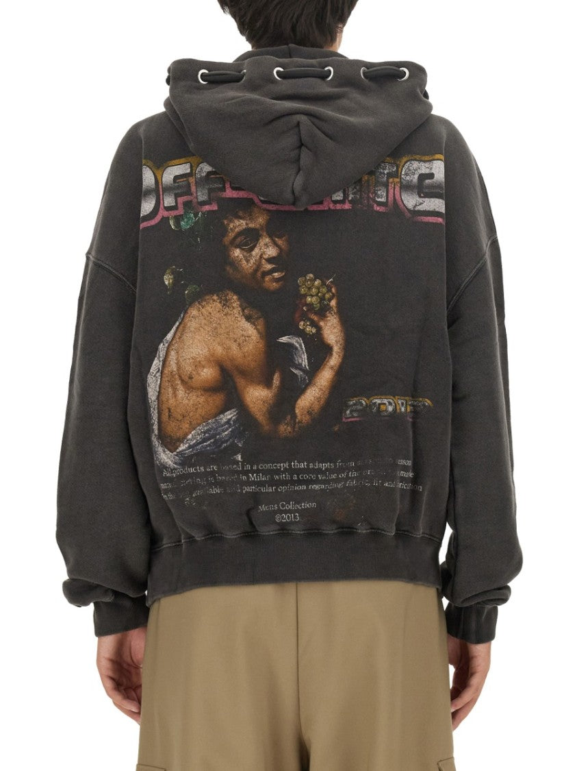 Graphic Print Hoodie With Artistic Back Design