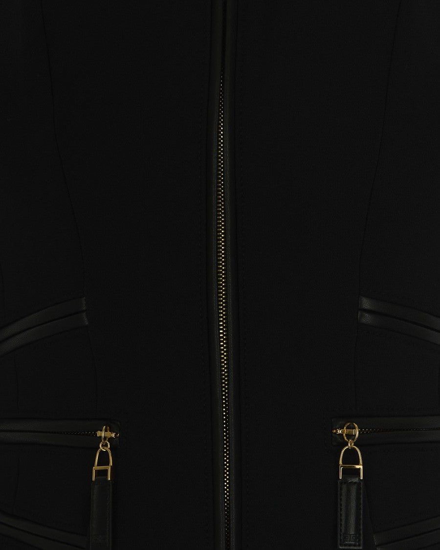 Black Double Crêpe Jacket With Zip Details