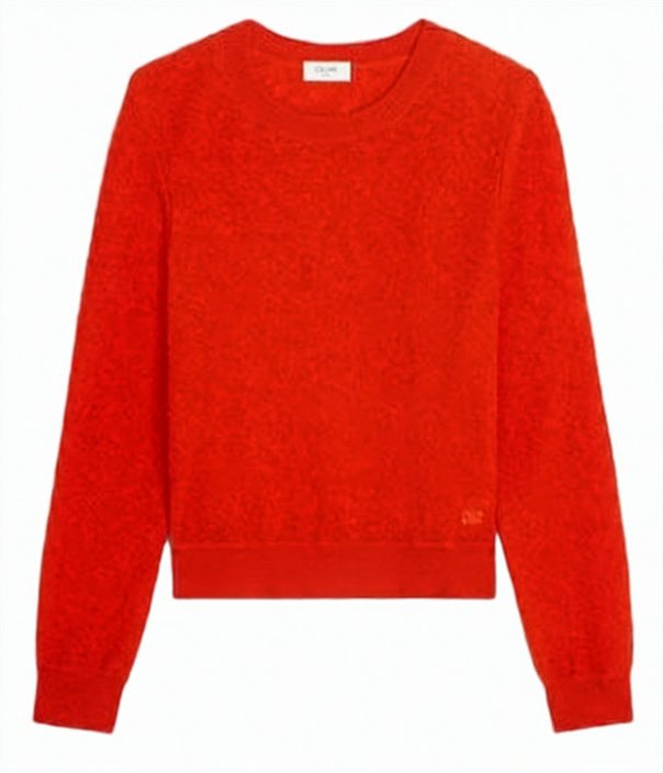 Red Wool Sweater with Classic Crew Neckline