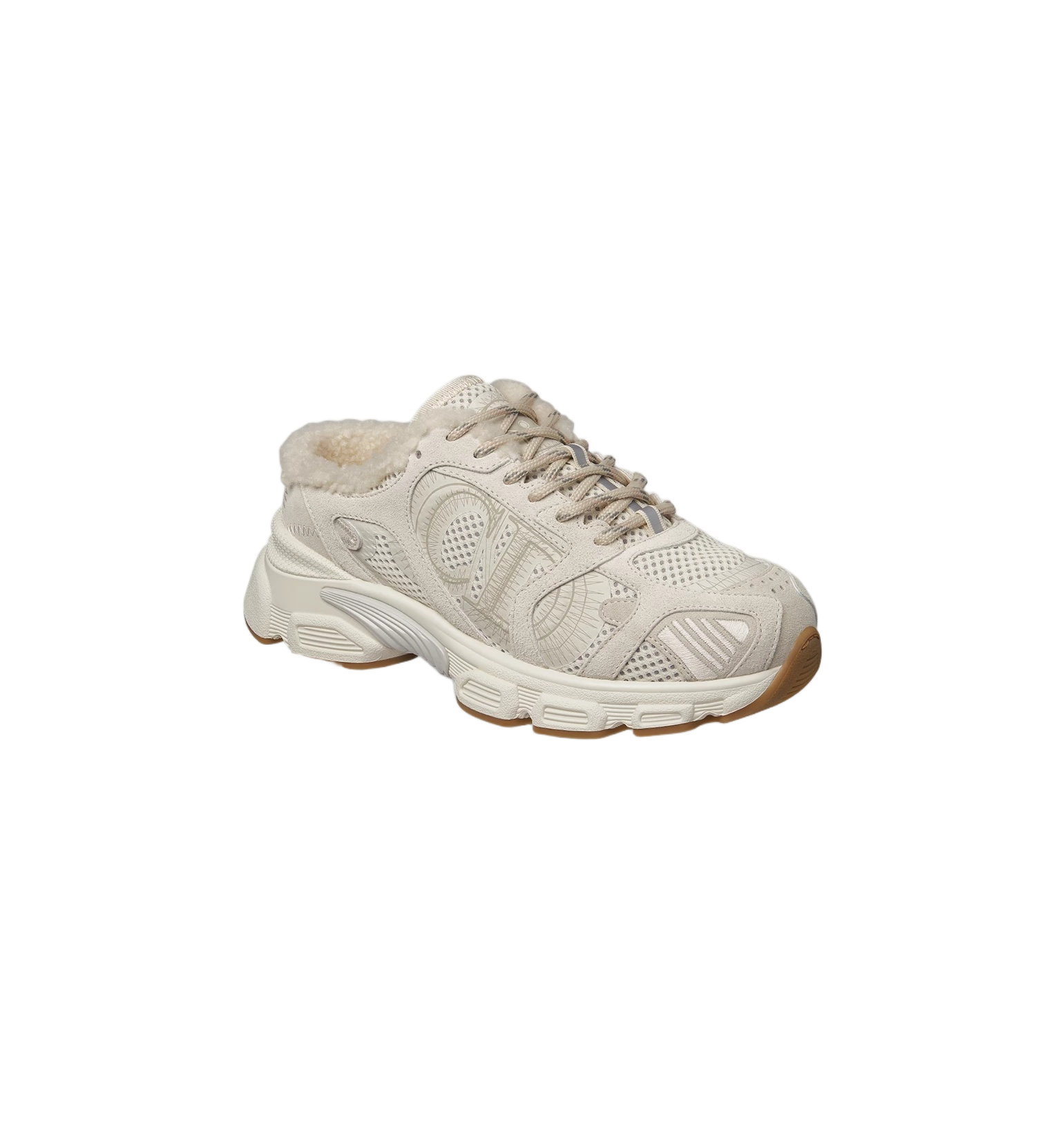 Beige Chunky Shearling Lined Star Sneakers