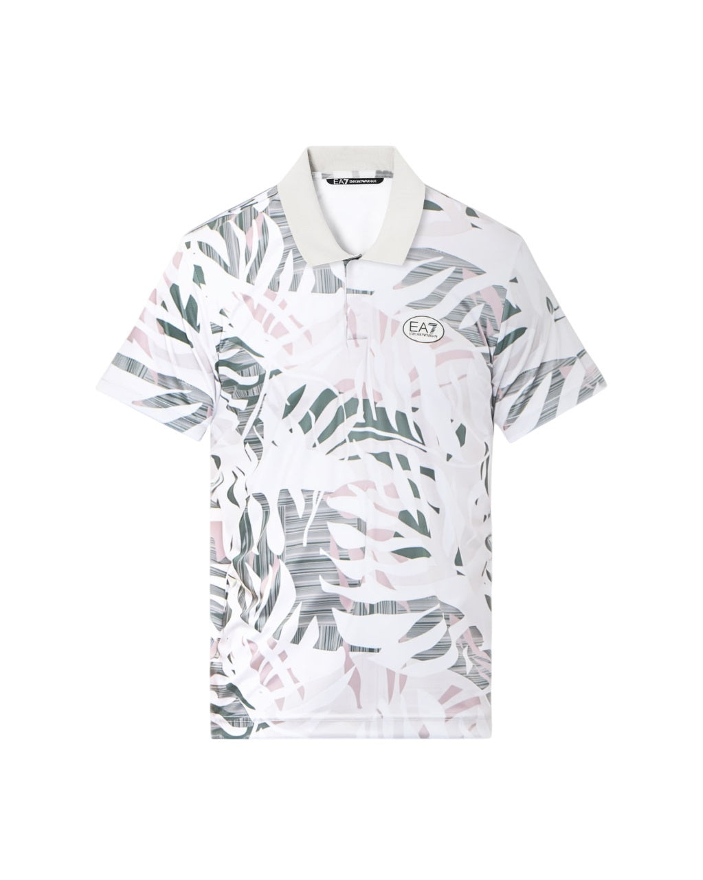 Multi-Color Abstract Leaf Pattern Polo Shirt