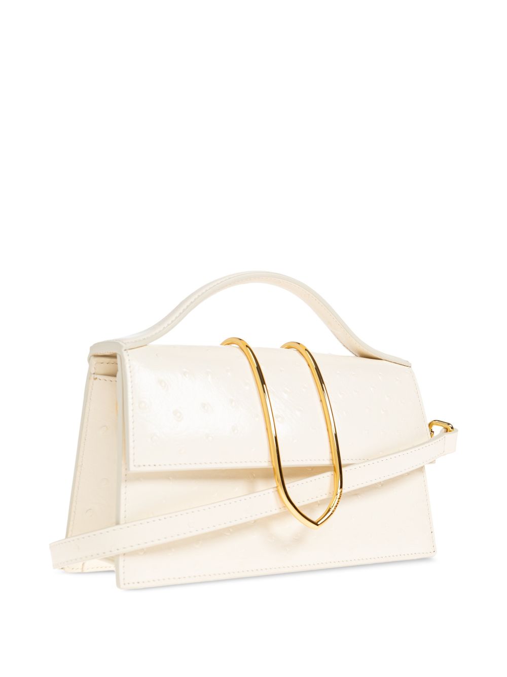 Structured Rectangular Handbag With Off-White Ostrich Effect