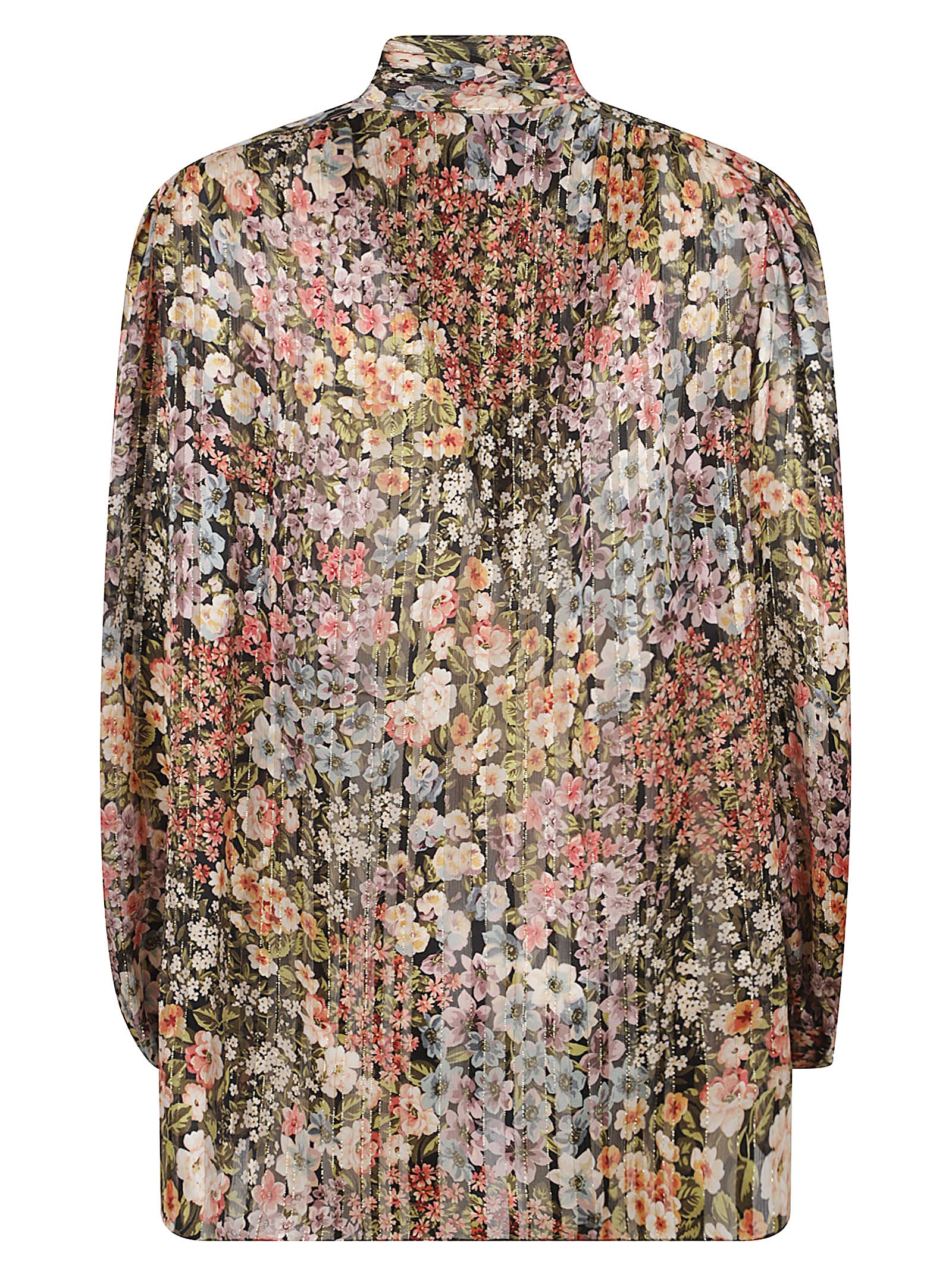Pastel Floral Pattern Silk Blouse