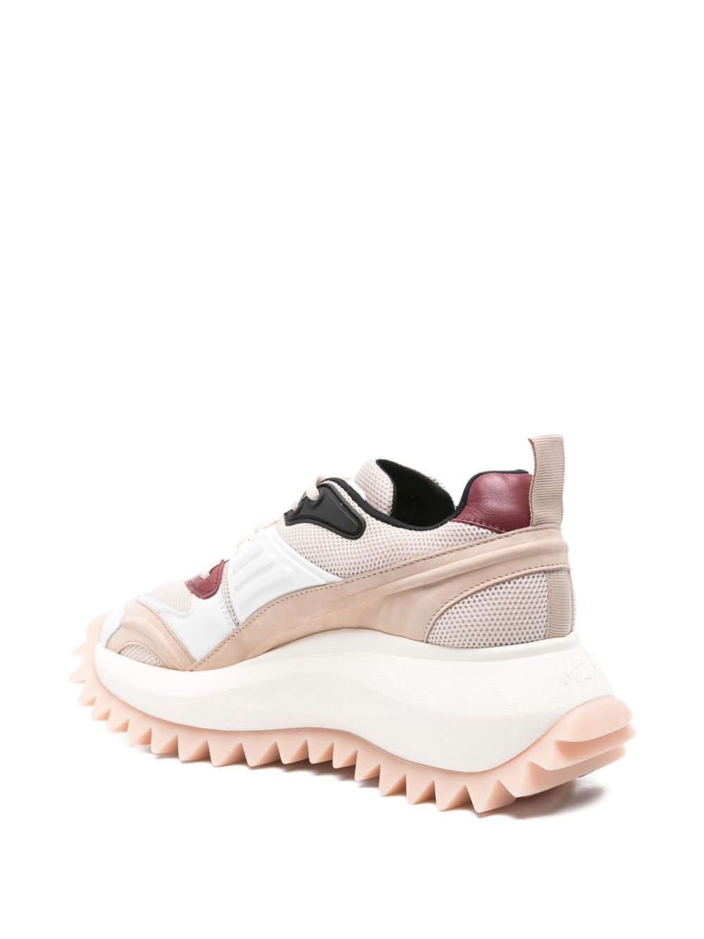 Sneakers ze skóry cielęcej z panelami z siateczki