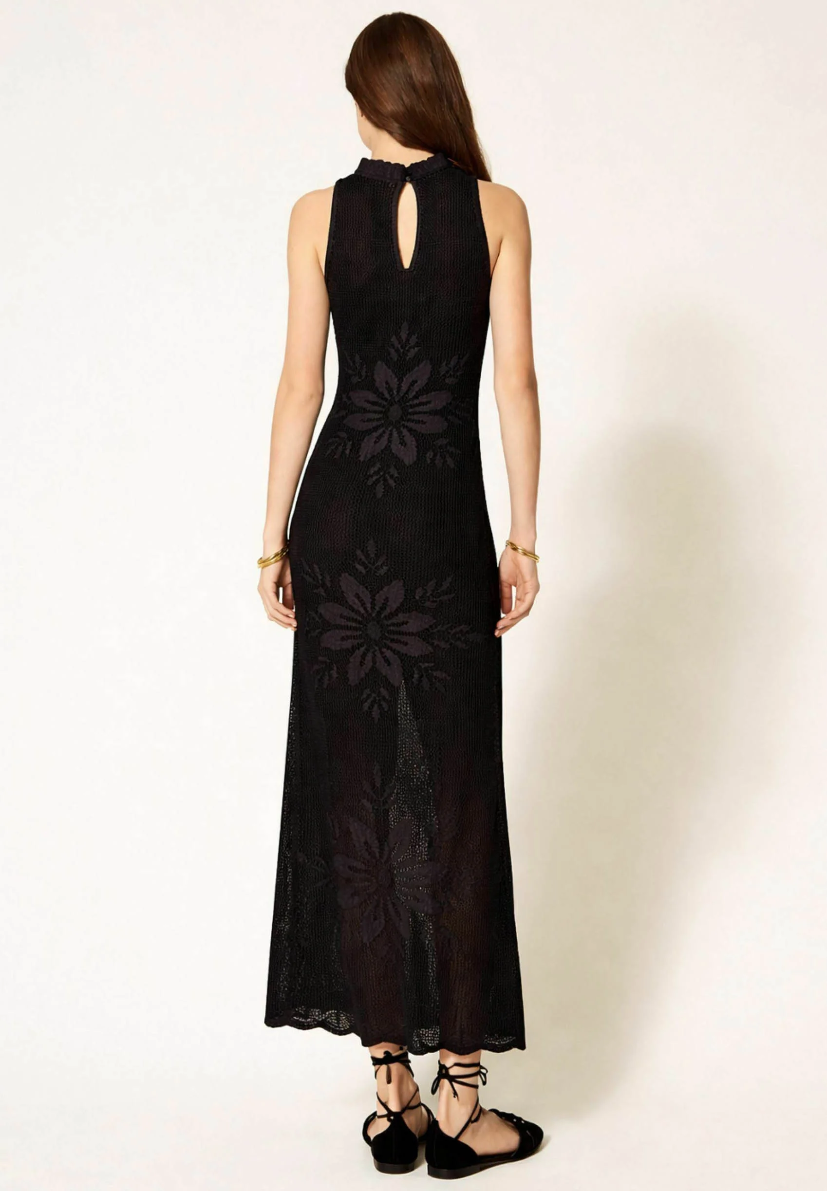 Maxi Dress with Floral Lace Patterns