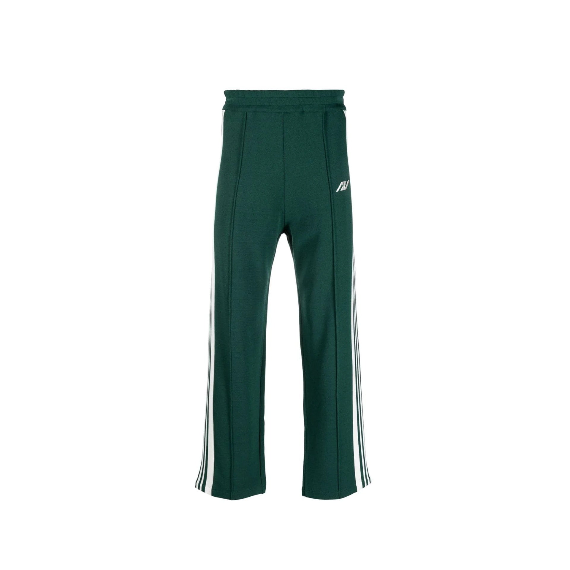 Deep Green Track Trousers With Contrast Stripes