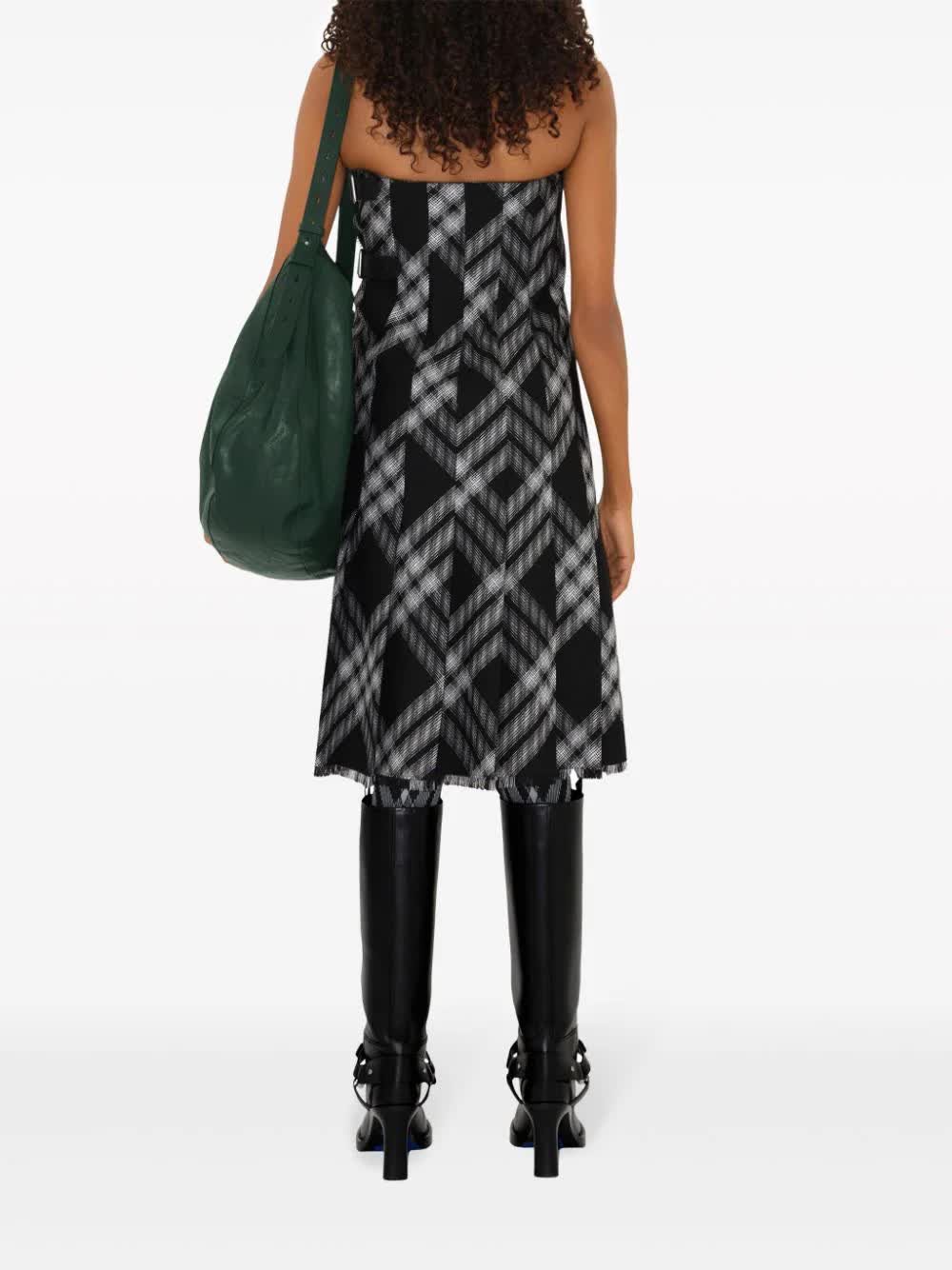 Check Woven Wool Kilt Dress