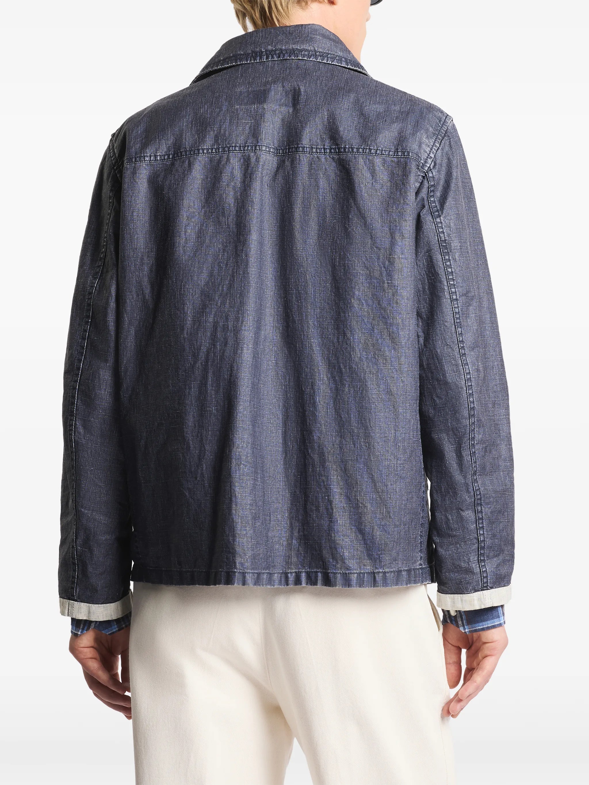 Structured Boxy Blue Metal Toggle Jacket