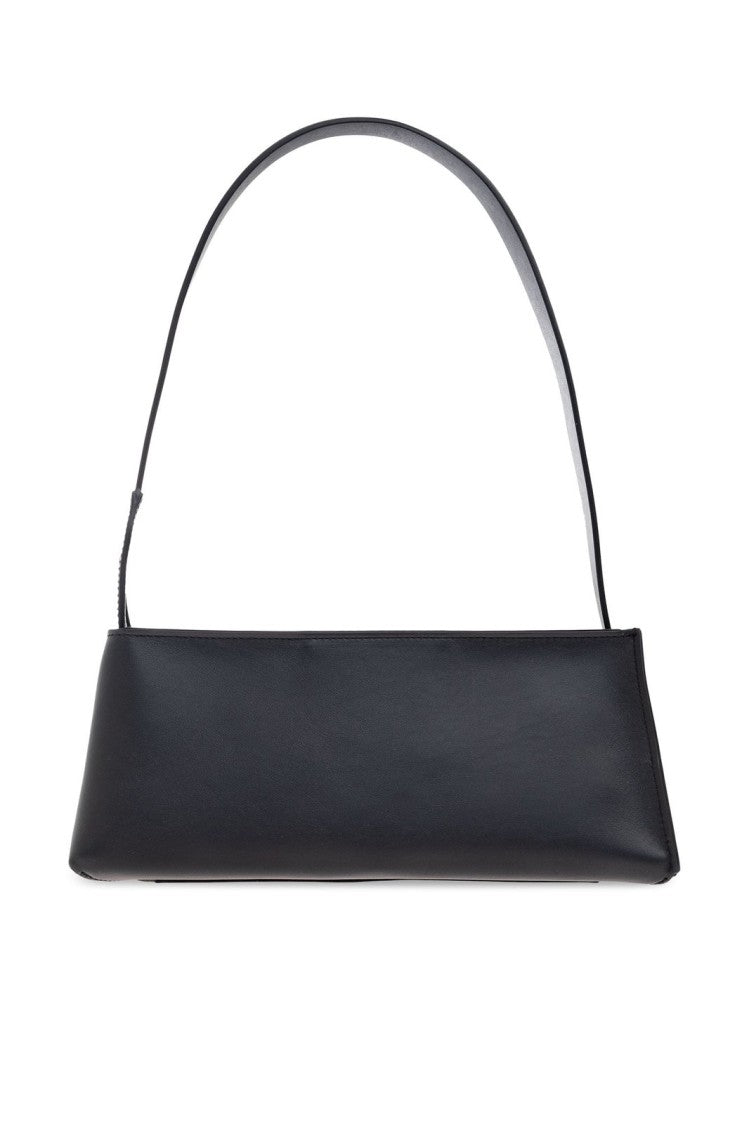 Structured Black Calf Leather Shoulder Bag