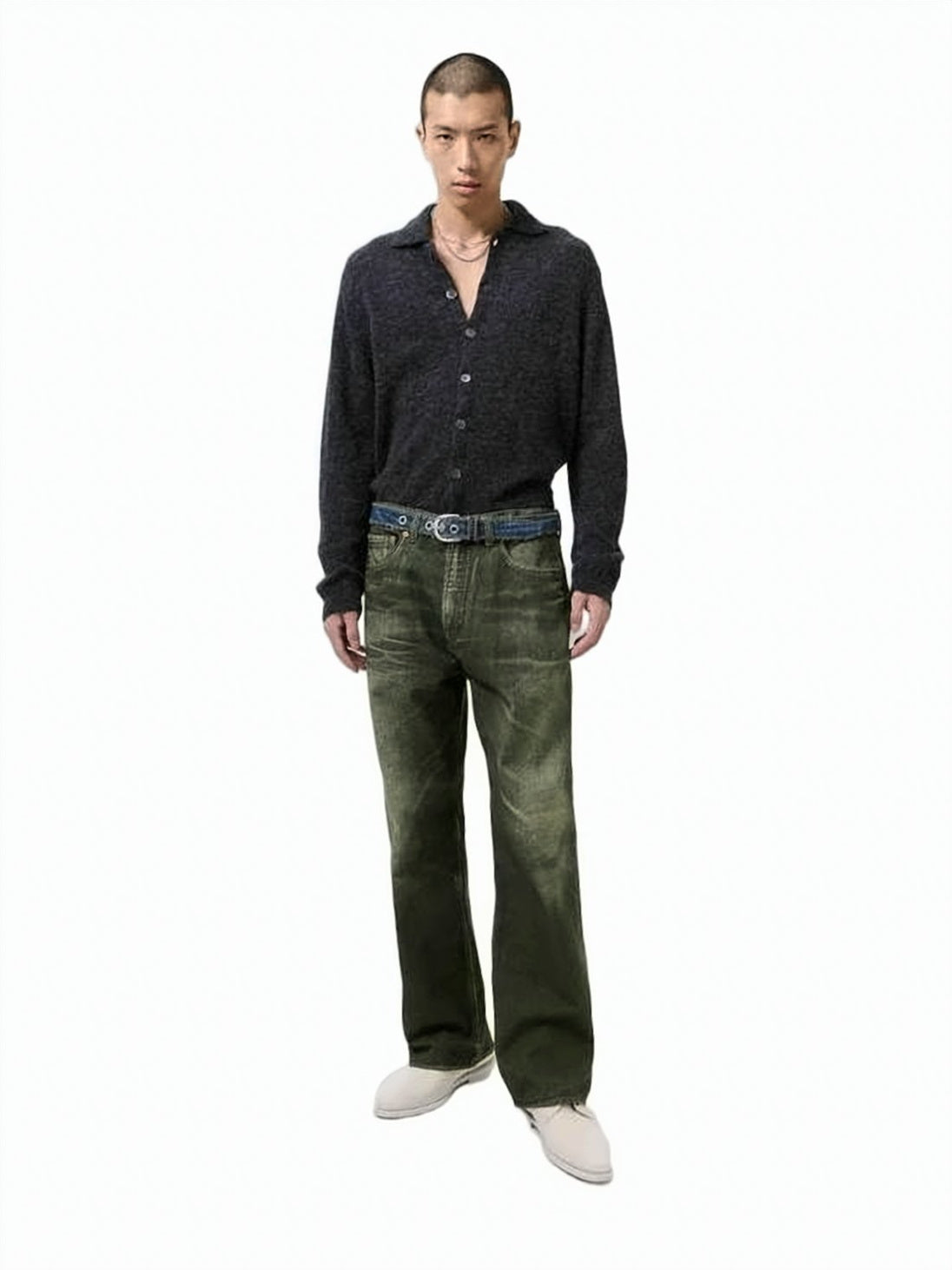 Straight-Leg Denim Pants with Vintage Finish