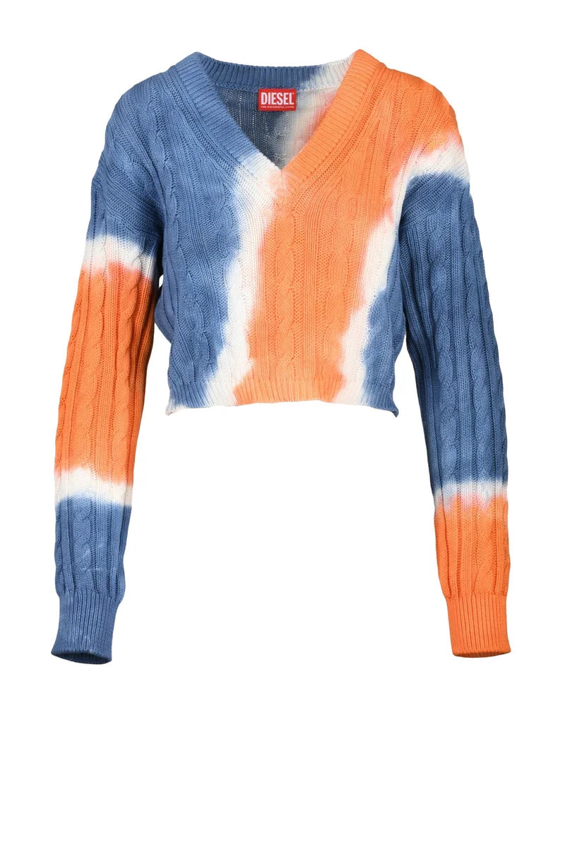 Short Sweater Cotton - Sky Blue/Orange