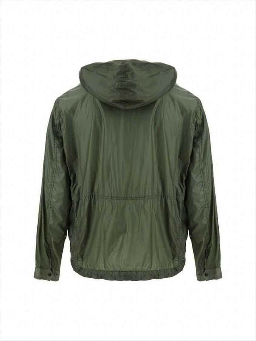 Hooded Padded Jacket With Adjustable Drawstrings And Lens Detail
