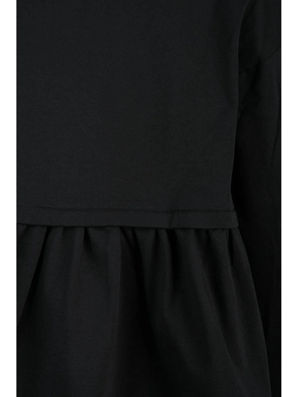Black Cotton Elastane Women's Cropped Sweatshirt