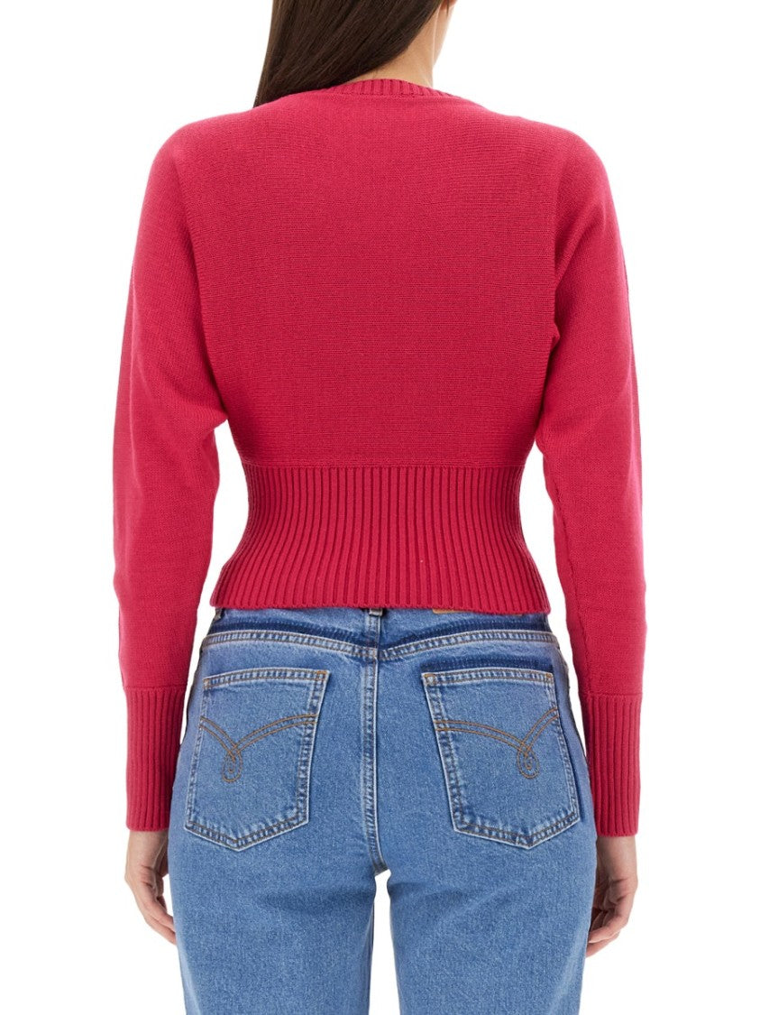 Cropped Jersey With Rhinestone Peace Symbol
