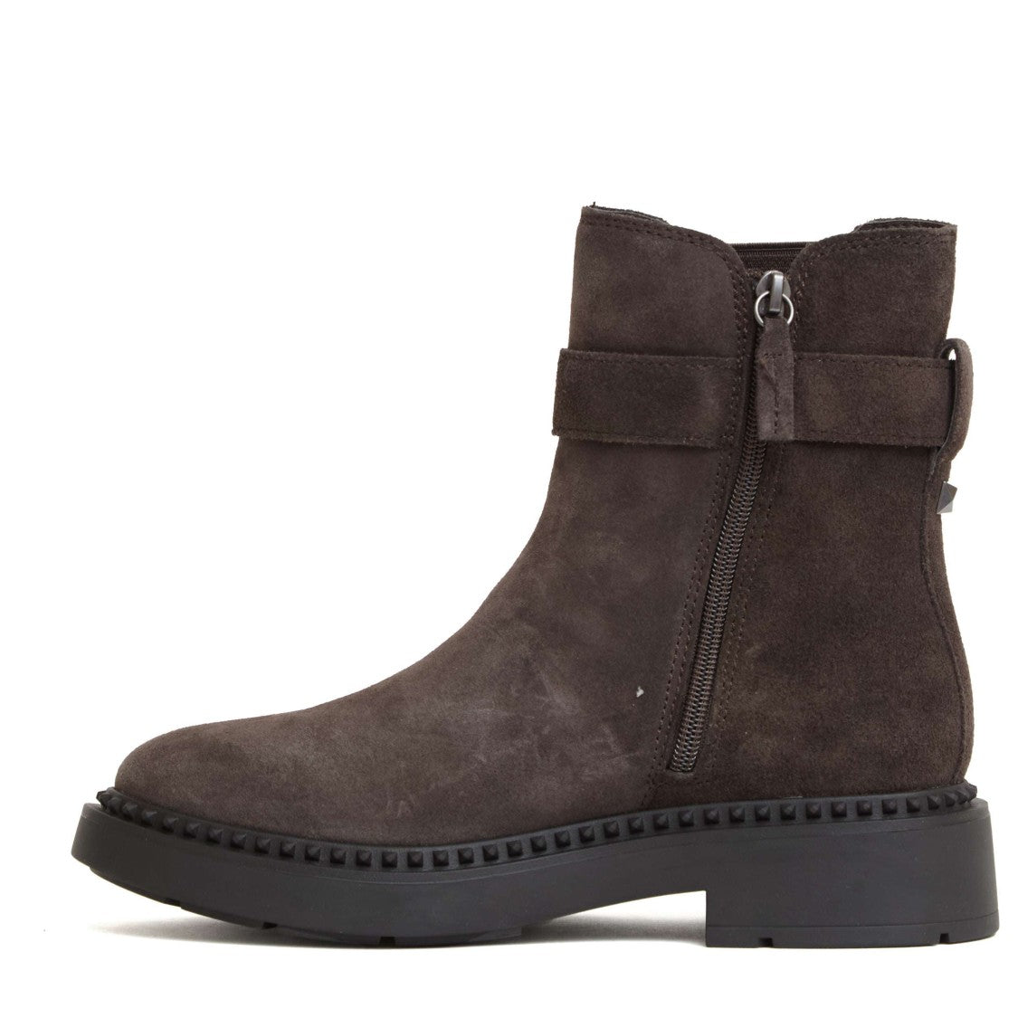 Brown Suede Beatles Boots with Decorative Buckle