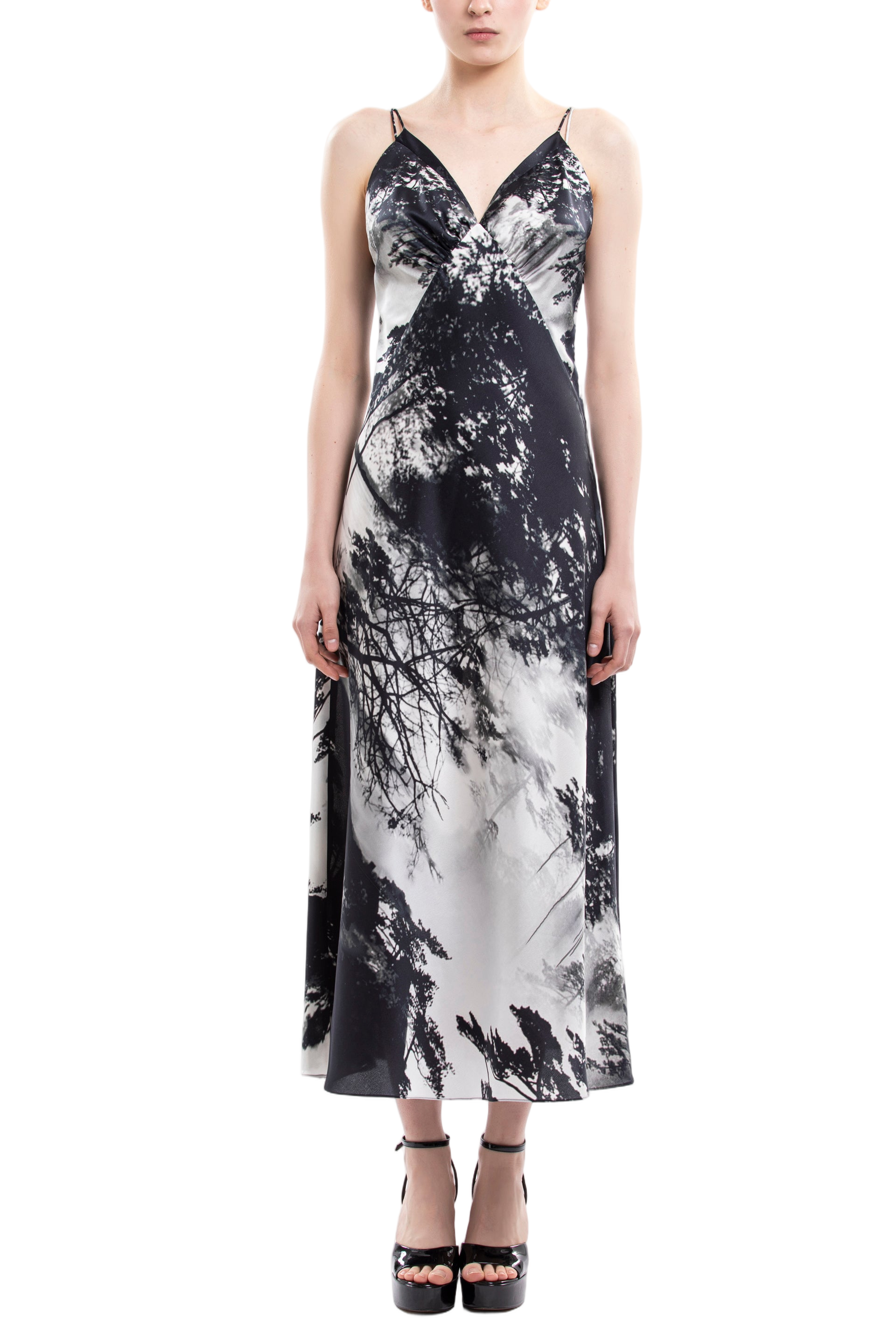 Vibrant Printed Midi Dress with Flattering V Neckline