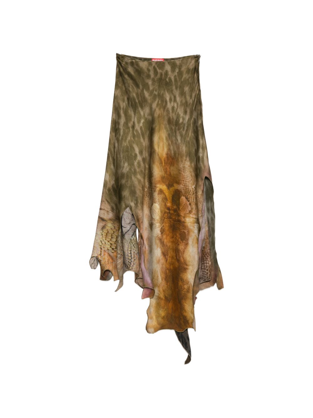 Asymmetrical Midi Skirt With Nature-Inspired Print