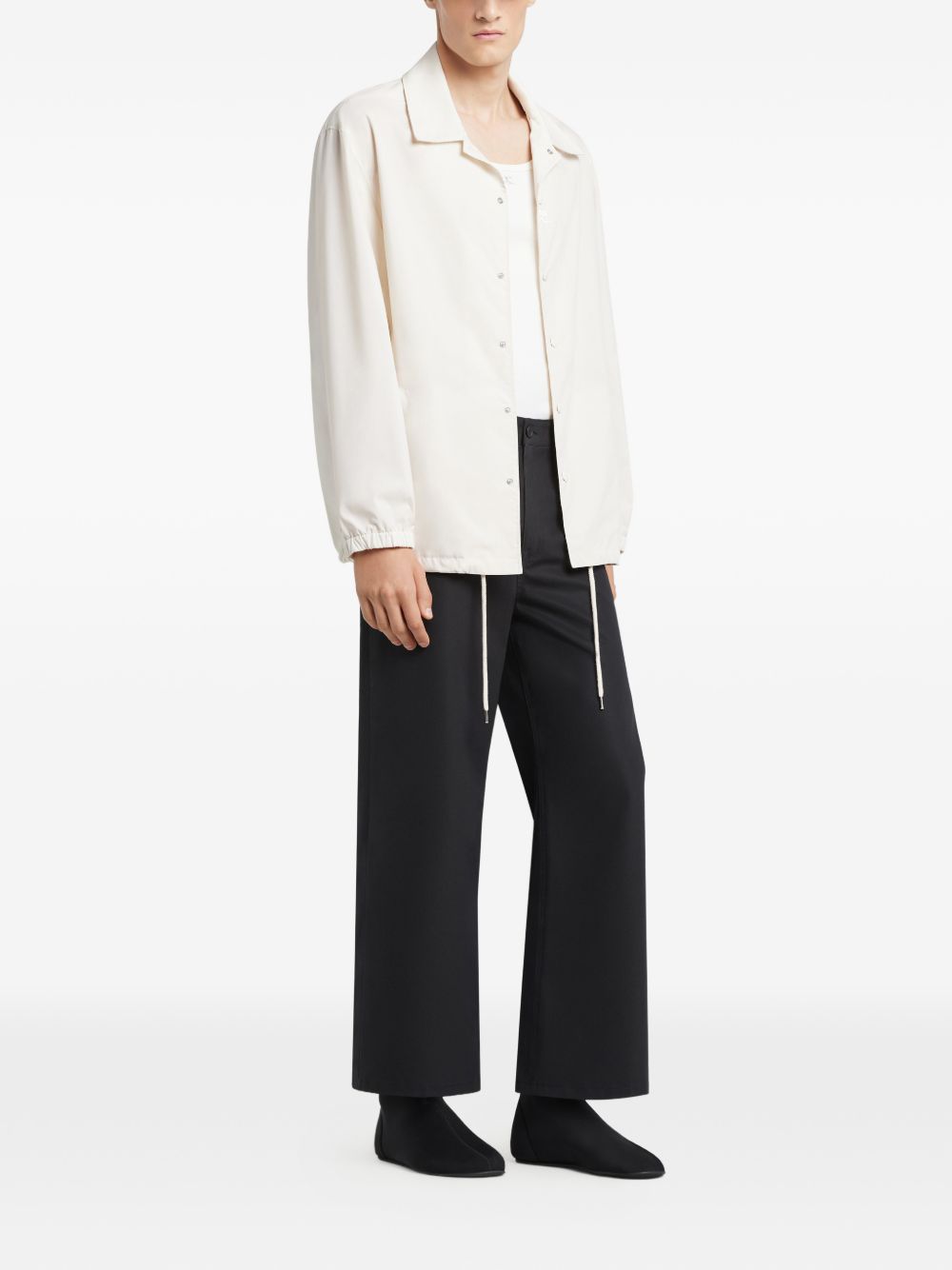 Beige Logo Lettering Drawstring Hem Jacket