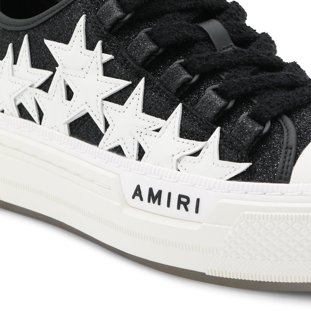 Black Leather Stars Court Sneakers