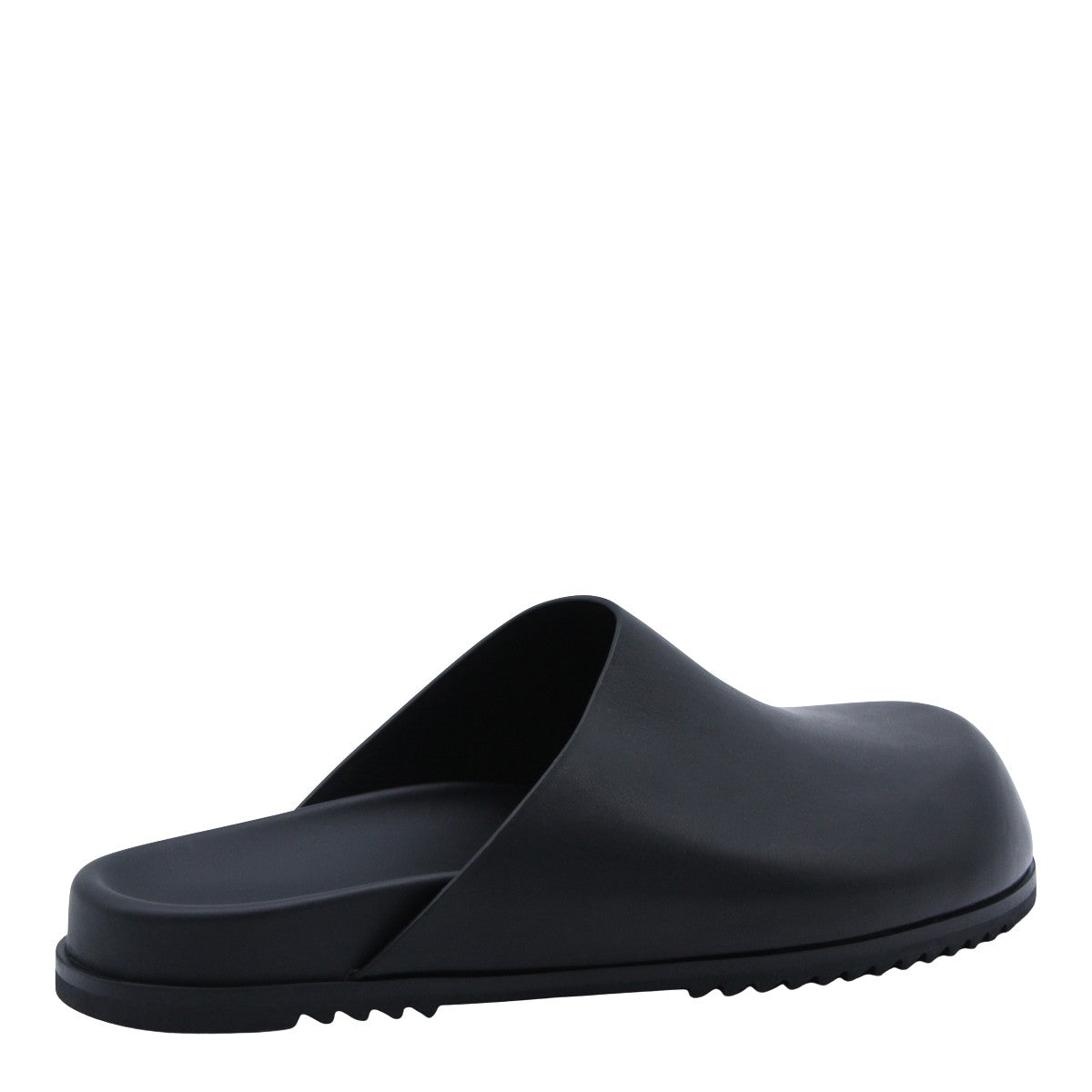 Black Leather Slip-On Sandals
