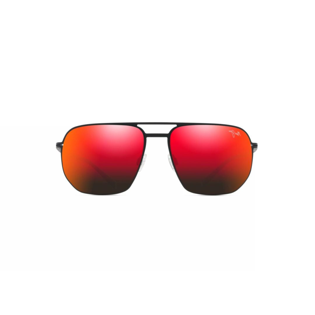 Sharks Cove Rectangular Red-Orange Mirrored Sunglasses with Metal Double Bridge