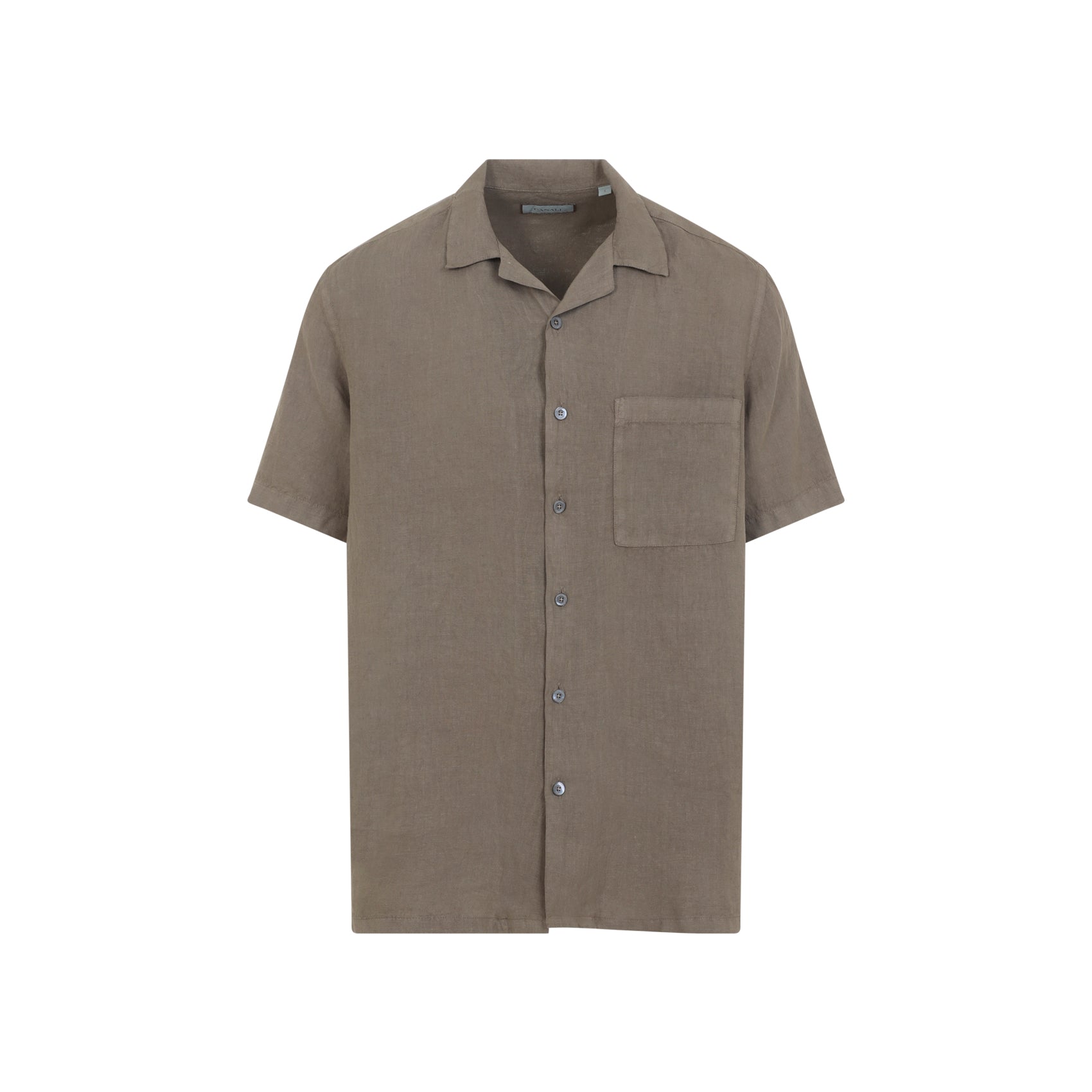 Linen Short-Sleeve Shirt With Classic Collar