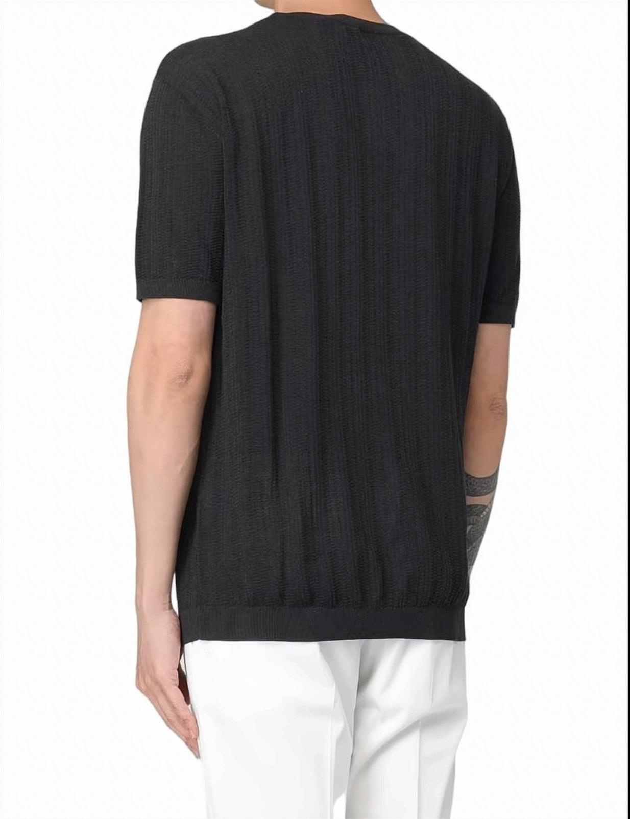 Structured Knit Ribbed Crewneck T Shirt