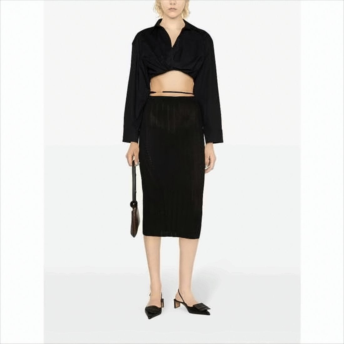 Midi Skirt With Fitted Silhouette And Vertical Ribbing