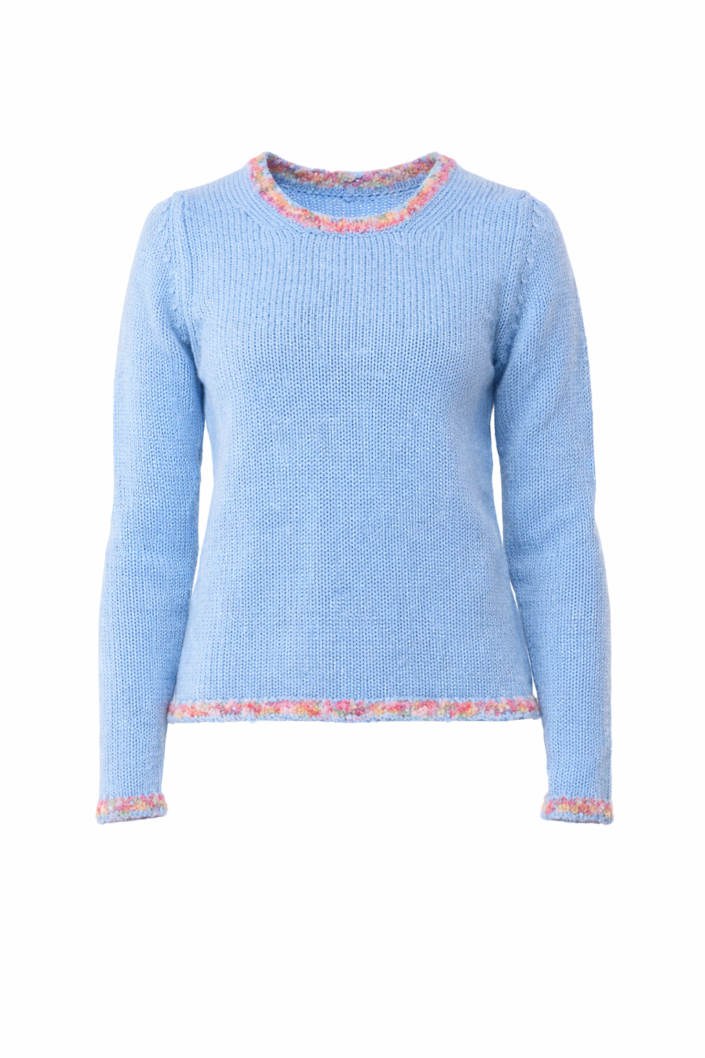 Light Blue Round-Neck Wool Sweater