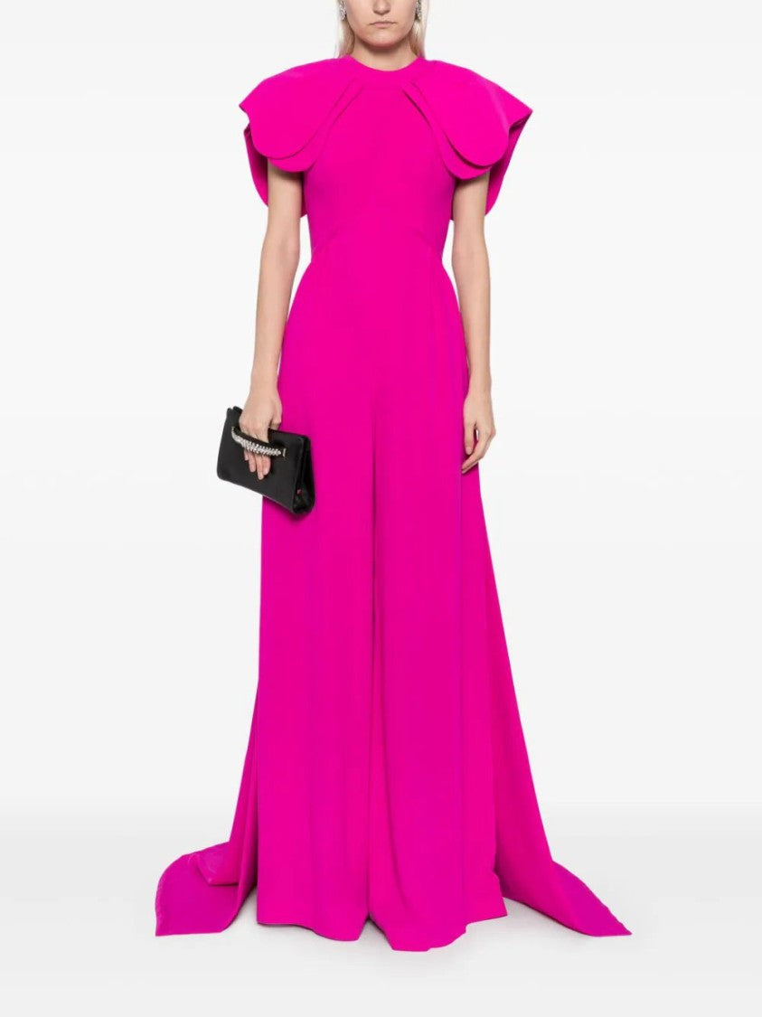 Crepe Jumpsuit, With Back Overskirt