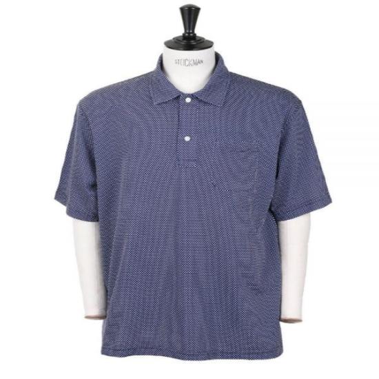 Textured Blue Cotton Polo Shirt with Classic Collar