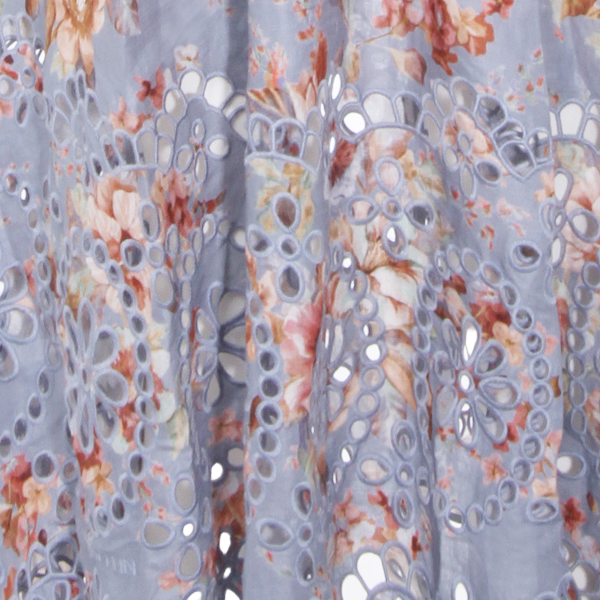 Floral Pattern Blue Midi Dress