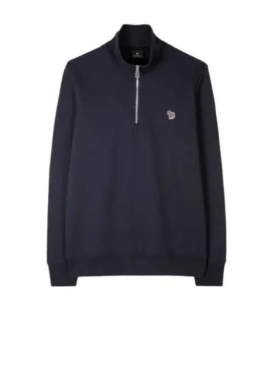 Half-Zip Black Long-Sleeve Pullover with Embroidered Logo