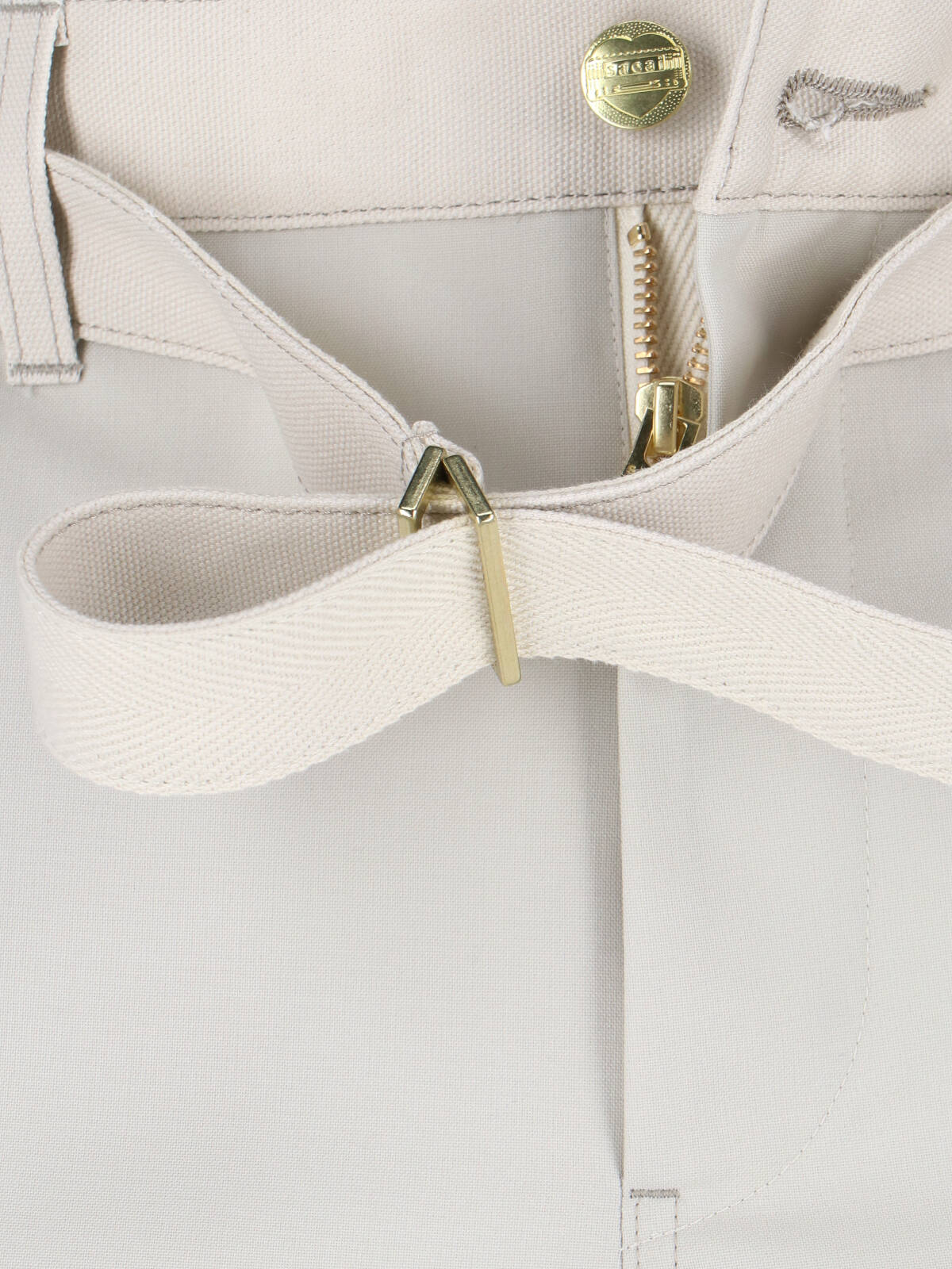 Double Knee White Pants With Mid-Rise Waist And Reinforced Patches