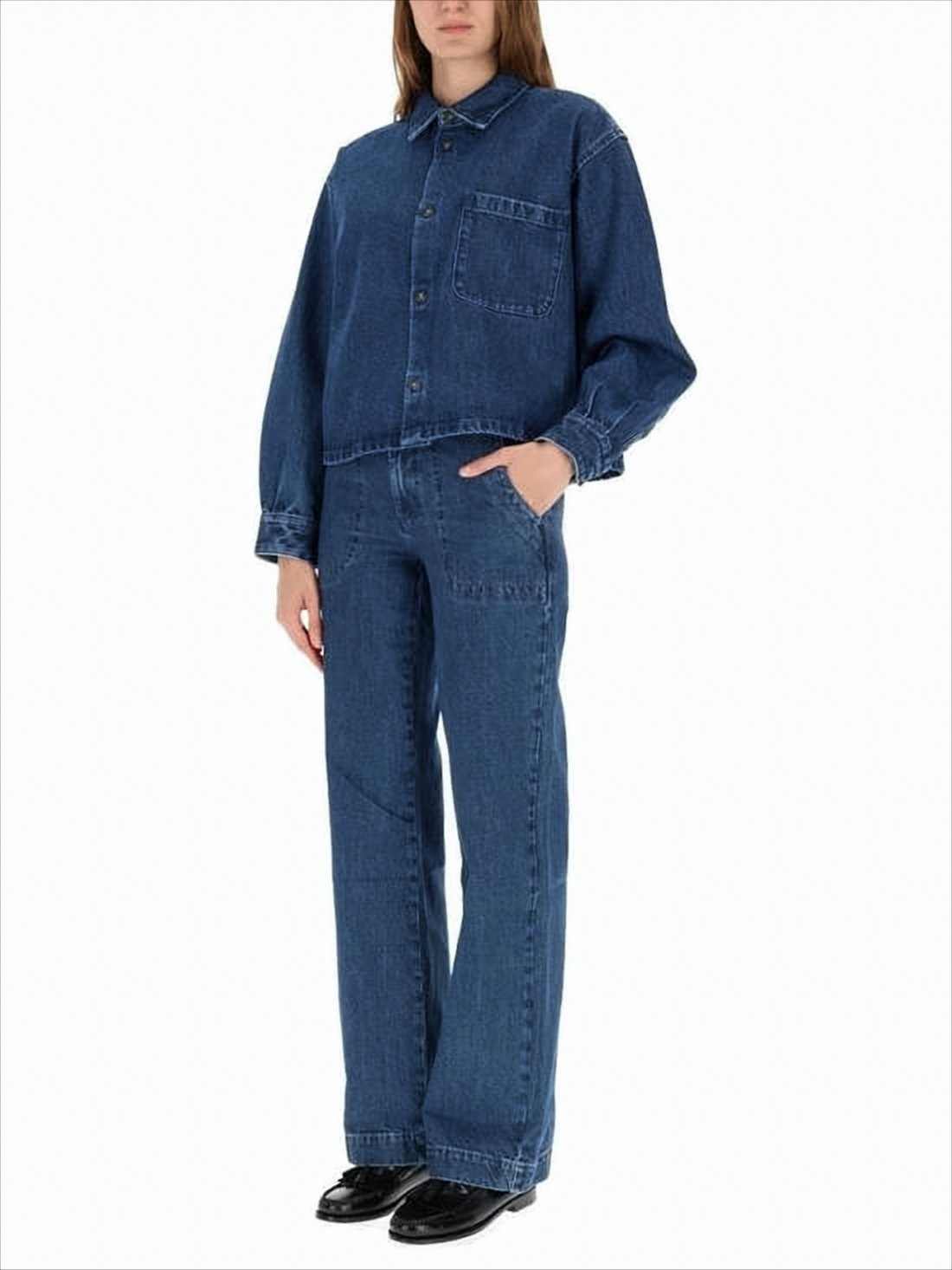 Cropped Boxy Denim Jacket