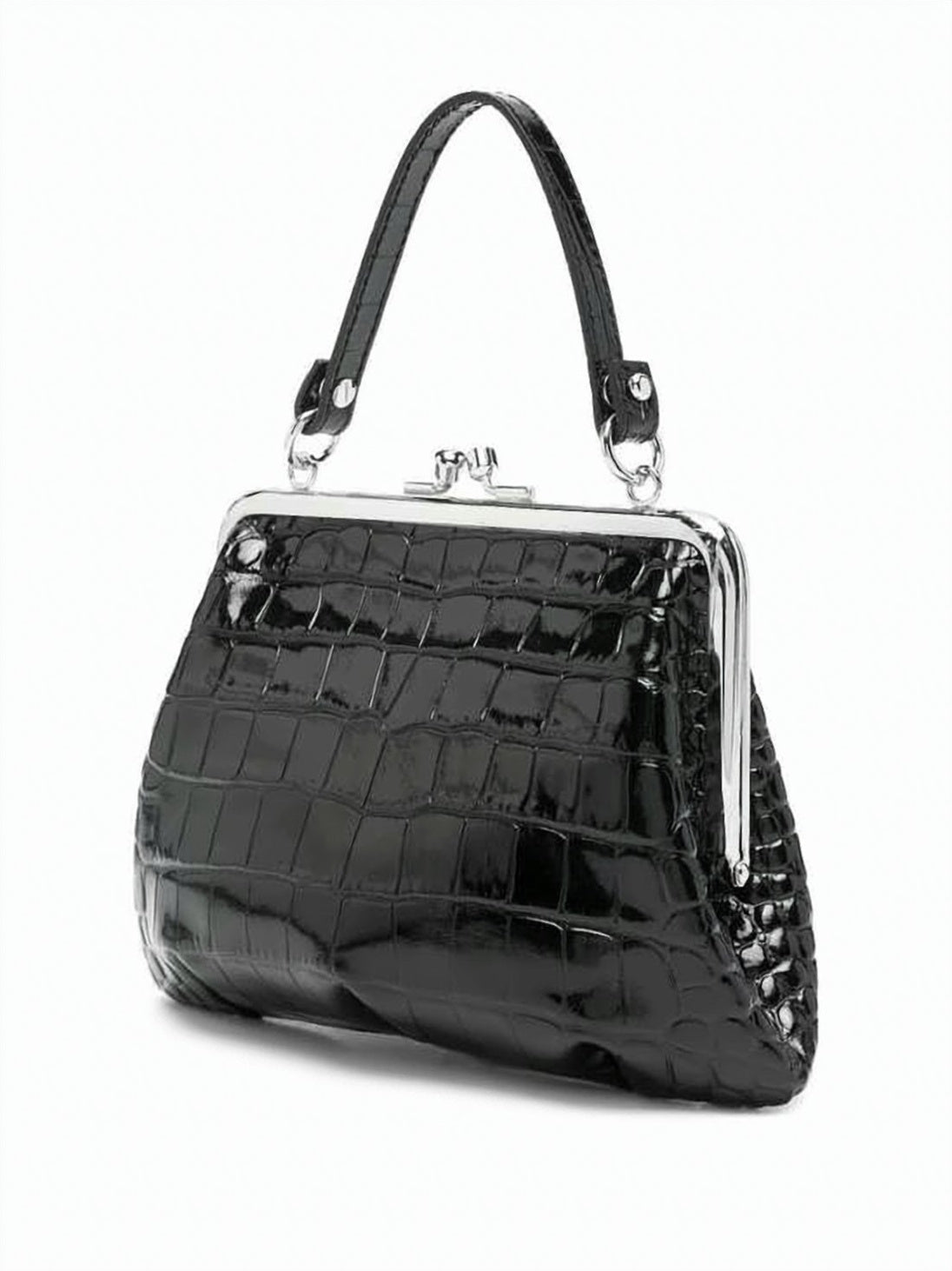 Crocodile-Embossed Calf Leather Crossbody Bag