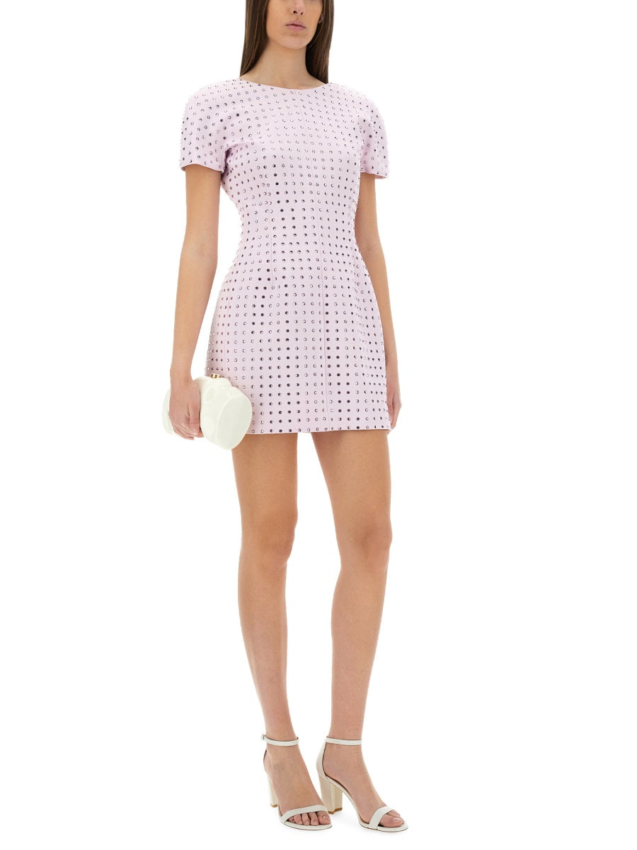 Fitted Mini Dress With Rhinestone Embellishments