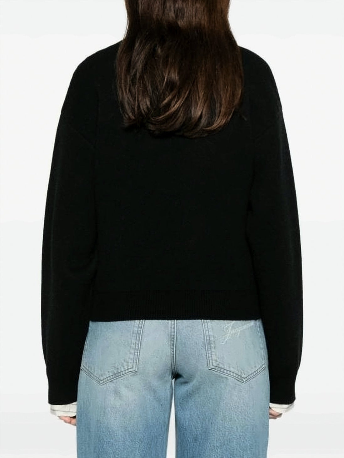 Relaxed Fit Cropped Sweater with Embroidered Logo