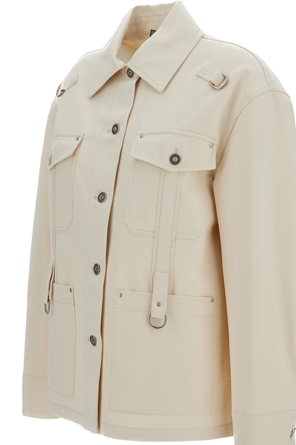 Beige Denim Utility Overshirt