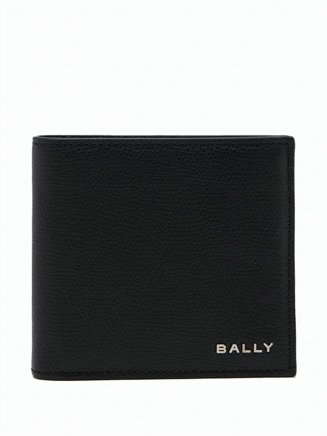 Textured Calf Leather Bifold Wallet with Metallic Trim