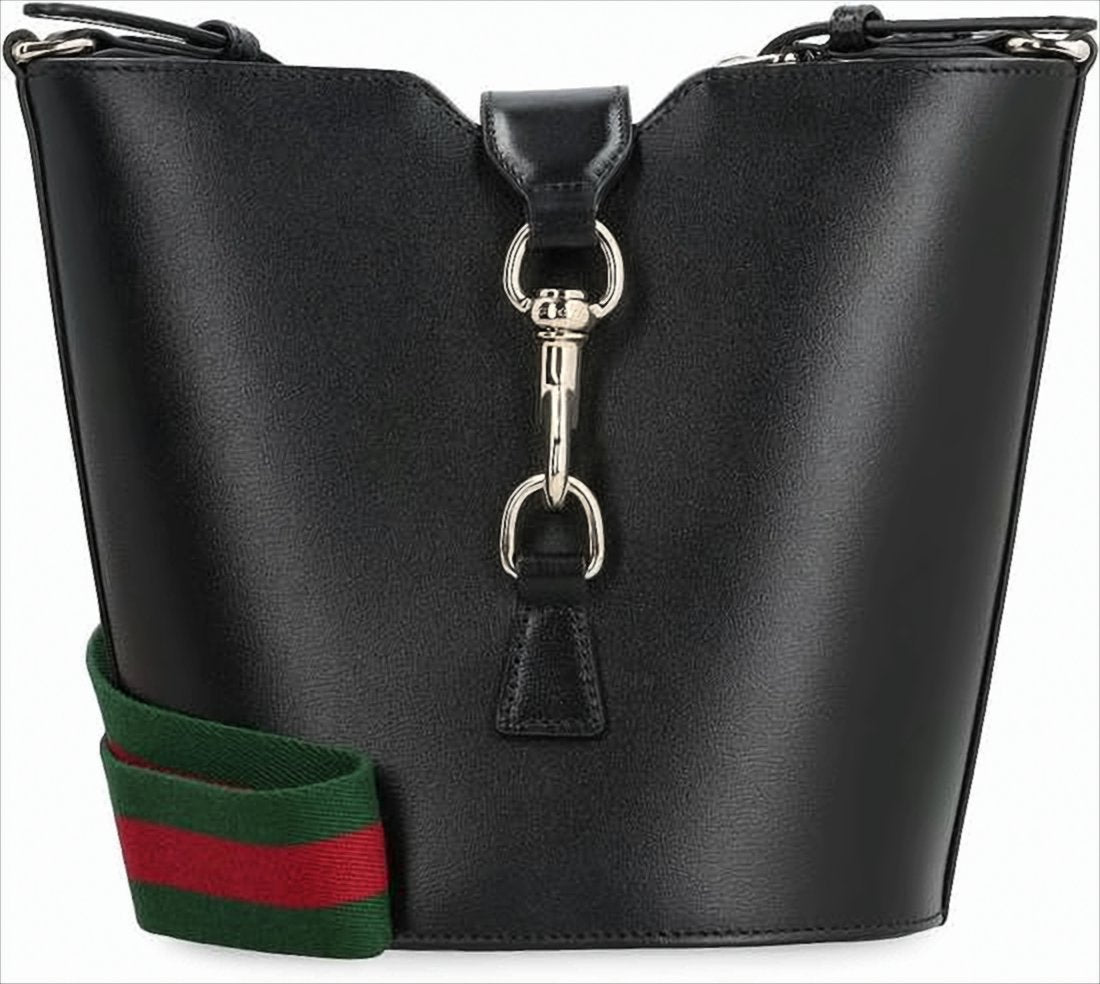 Structured Black Leather Shoulder Bag