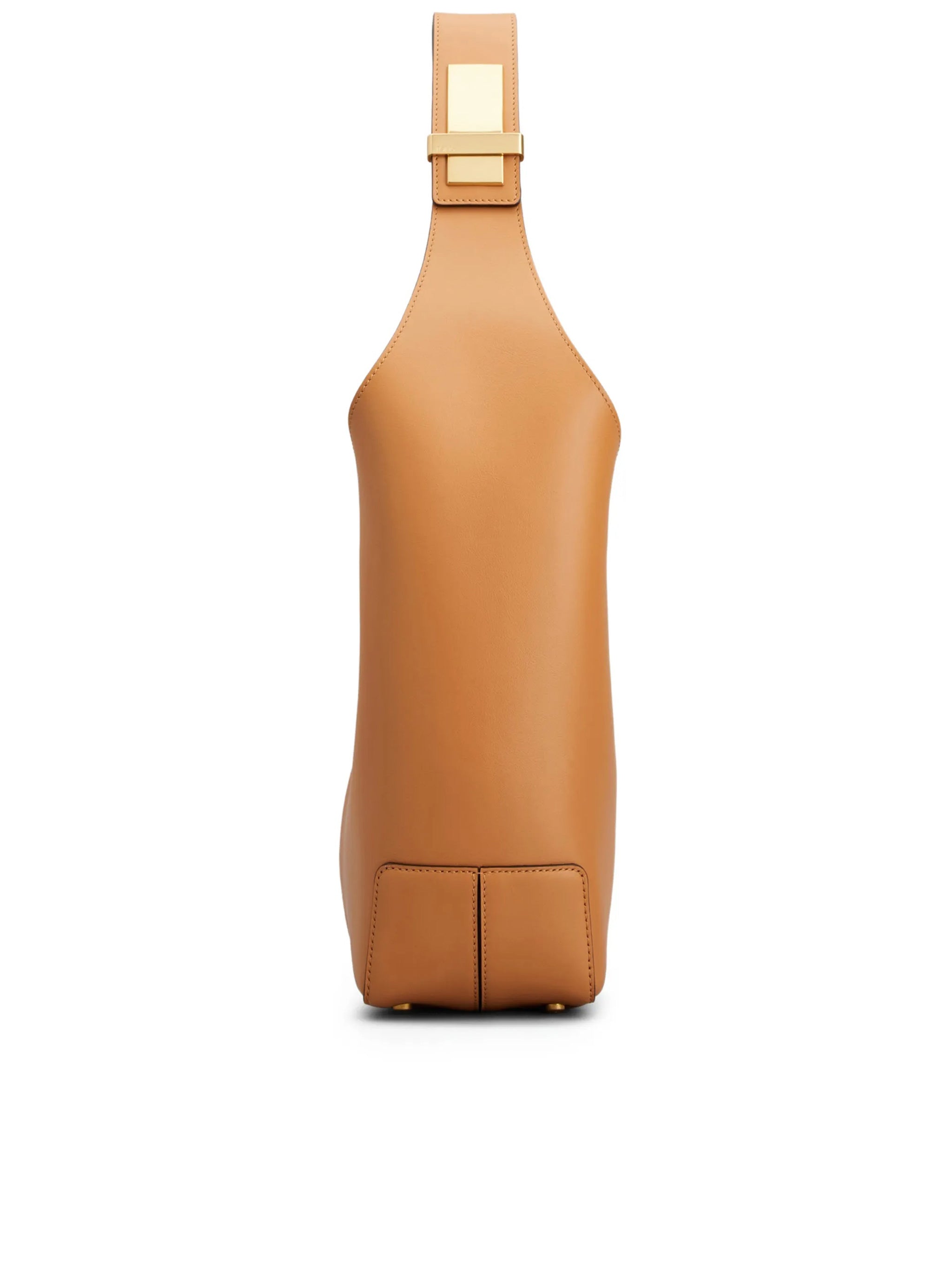 Tan Structured Leather Shoulder Bag