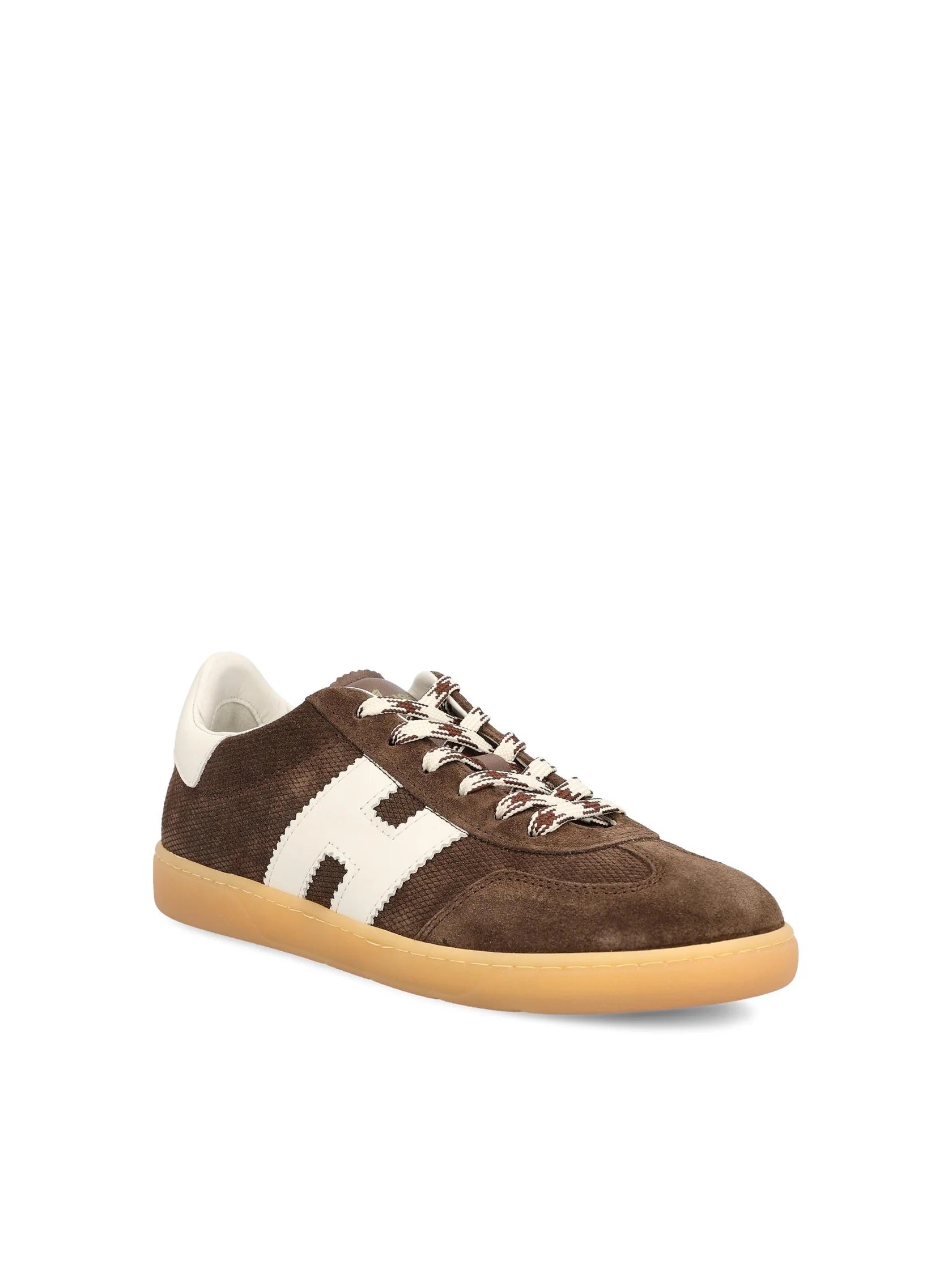 Brown Leather Sneakers With Signature 'H' Logo And Elegant Design