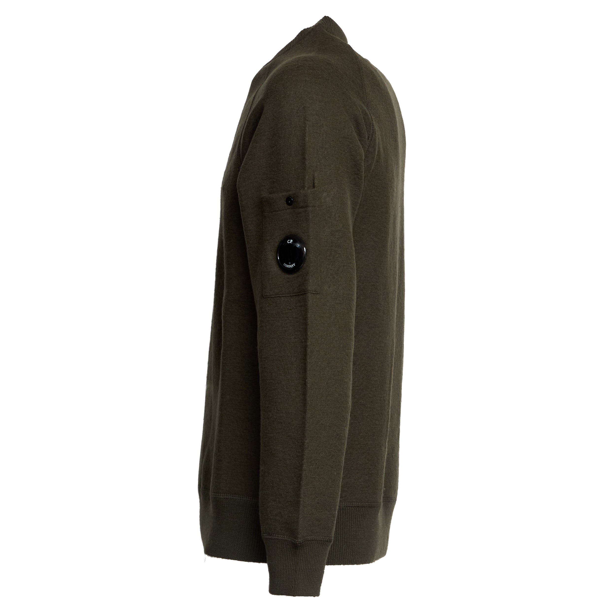 Merino Wool Felted Crew Neck Knit Sweatshirt