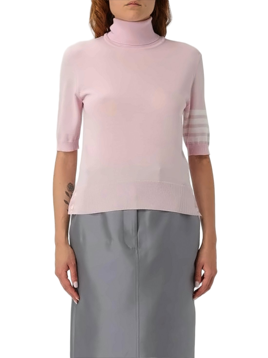 Light Pink Cropped Turtleneck Sweater